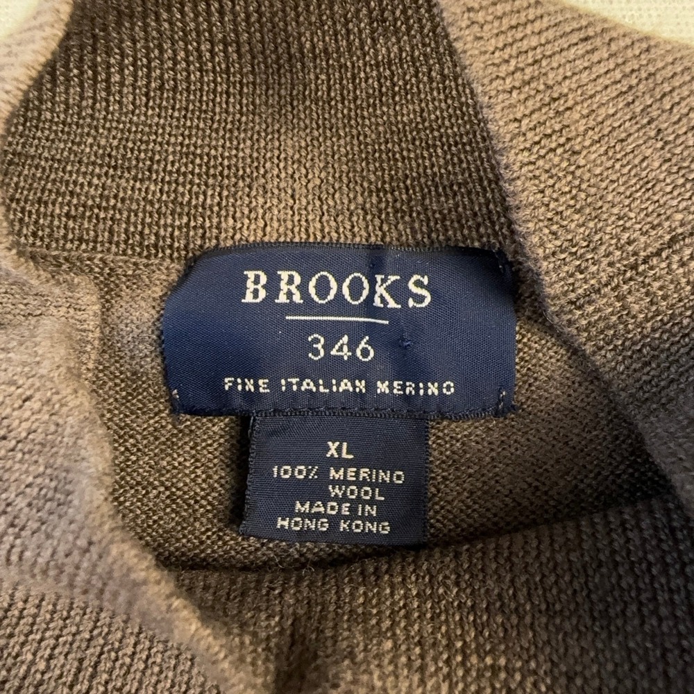 Brooks Brothers 346 Merino Wool Sweater Mens XL Brown Mock Neck Pullover - Picture 3 of 6